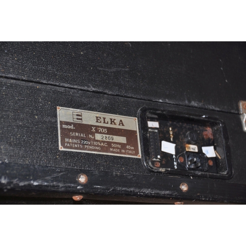 1055 - AN ELKA X705 VINTAGE ORGAN in case with detachable legs (incomplete) and bass pedals (untested and m... 