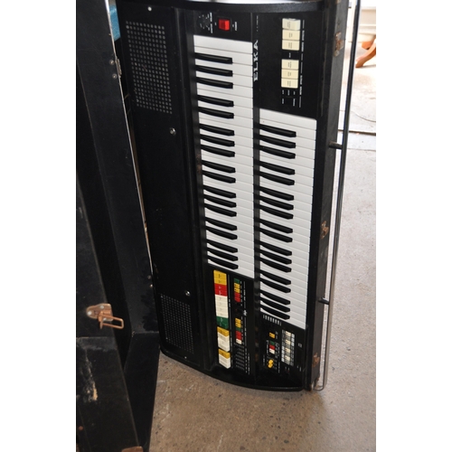 1057 - AN ELKA X109 VINTAGE ORGAN in case with bass pedals but no stand (untested)