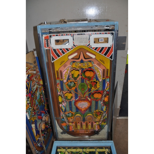 1062 - A VINTAGE ZACCARIA PINBALL MACHINE with 'Lucky Fruit' graphics and mechanism fitted, a 'Ski Jump' me... 