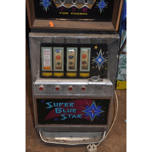 1064 - A VINTAGE 'SUPER BLUE STAR' ONE ARMED BANDIT tabletop mounted, width 41cm x depth 46cm x height 111c... 