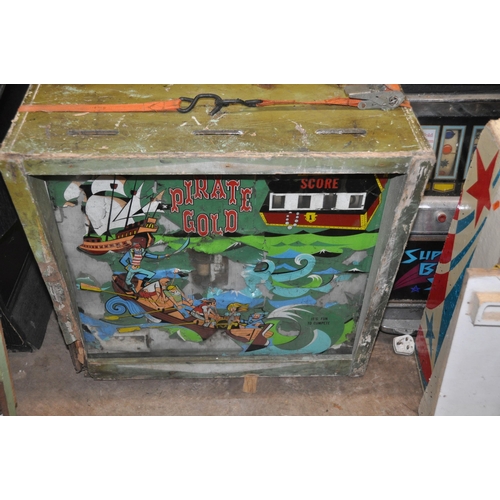 1067 - A COLLECTION OF VINTAGE PINBALL MACHINE PARTS comprising of the main playing board and top box for '... 