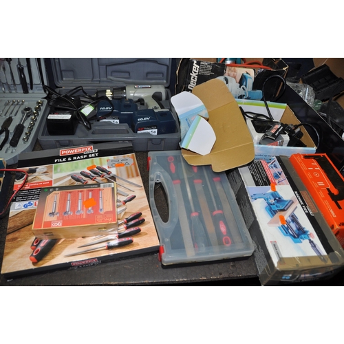 1077 - A COLLECTION OF POWER AND HAND TOOLS including a Parkside belt sander, a Black and Decker Circular s... 