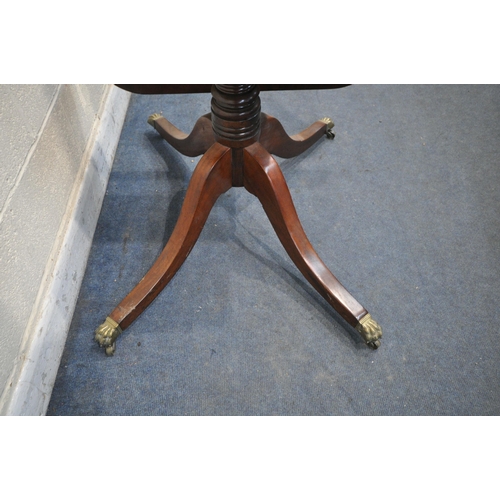 1201 - A REGENCY MAHOGANY SQUARE TILT TOP TRIPOD TABLE, length 125cm x depth 91m x height 76cm (condition r... 