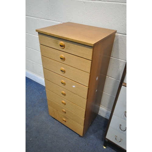 1218 - A TALL G PLAN TEAK CHEST OF SEVEN DRAWERS, width 61cm x depth 41cm x height 128cm, and a tall Schrei... 