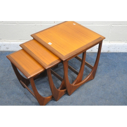 1226 - A MID CENTURY G PLAN TEAK NEST OF THREE TABLE, width 50cm x depth 50cm x height 52cm (condition repo... 