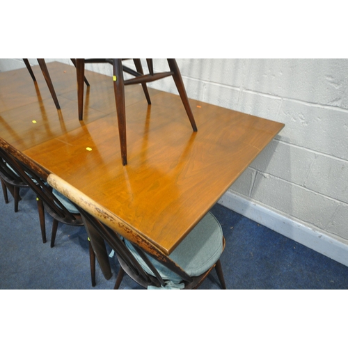 1258 - A MID CENTURY TEAK EXTENDING DINING TABLE, with a single fold out leaf, extended length 198cm x 152c... 