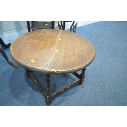 1271 - FOUR PIECES OF OCCASIONAL FURNITURE, to include a Georgian oak oval tripod table, three other occasi... 