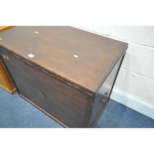 1280 - TWO OAK BLANKET CHESTS, with hinged lid and twin handles, largest width 79cm x depth 47cm x height 6... 