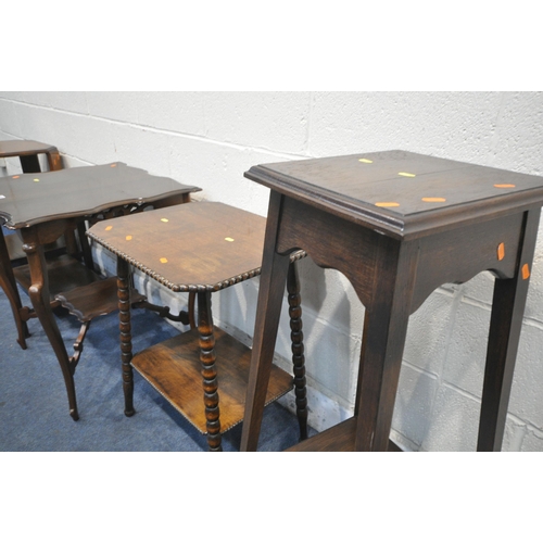 1287 - A VARIETY OF OCCASIONAL TABLES, to include a mahogany centre table, with wavy edges, shaped legs, un... 