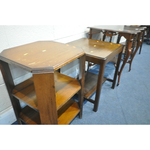 1287 - A VARIETY OF OCCASIONAL TABLES, to include a mahogany centre table, with wavy edges, shaped legs, un... 