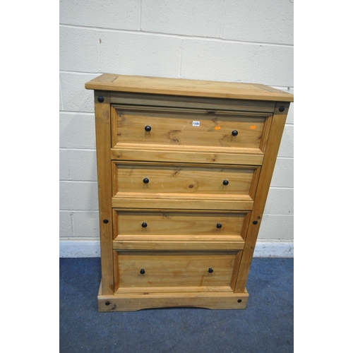 1326 - A CORONA PINE CHEST OF FOUR DRAWERS, width 92cm x depth 49cm x height 130cm (condition report: surfa... 