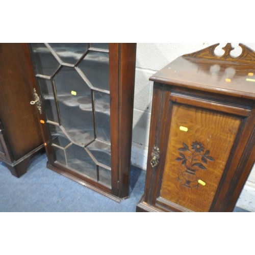 1327 - A FLAME MAHOGANY MEDIA CABINET, with two doors over a fall front door, width 71cm x depth 45cm x hei... 