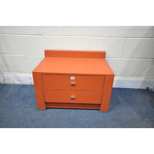 1332 - A LEATHERETTE CHEST OF TWO DRAWERS, width 67cm x depth 47cm x height 47cm (condition report: surface... 