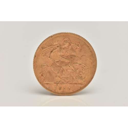 85 - A GOLD HALF SOVEREIGN COIN, depicting Edward VII, dated 1910, approximate gross weight 4.1 grams