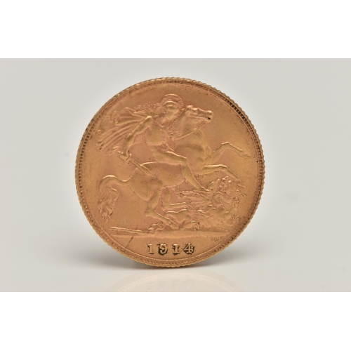 86 - A GOLD HALF SOVEREIGN COIN, depicting George V, dated 1914, approximate gross weight 4.1 grams