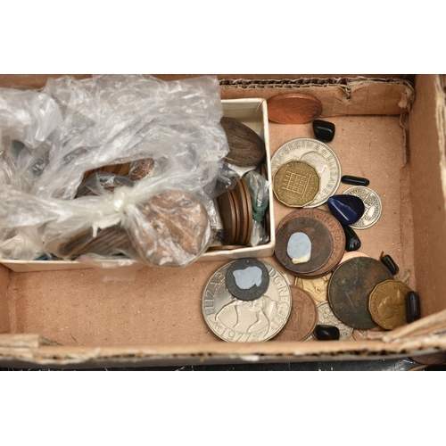 110 - A BOX OF ASSORTED ITEMS, to include a ladys AF white metal pocket watch, a 'H Samuel' pocket watch, ... 