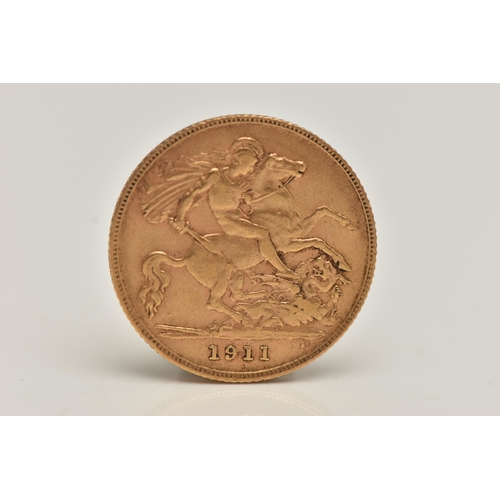 120 - A SMALL CARDBOARD BOX OF MIXED COINAGE TO INCLUDE, A GEORGE V GOLD HALF SOVEREIGN 1911, 22ct Gold, 3... 