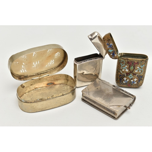 89 - THREE VESTAS AND A TRINKET BOX, a silver vista, engraved with monogram detail, hallmarked Birmingham... 