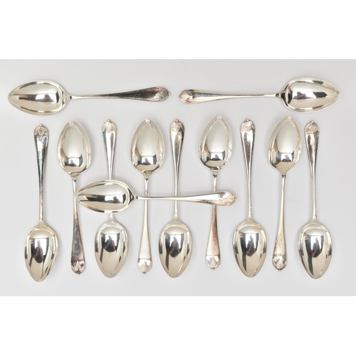 92 - A SET OF TWELVE GEORGE V SILVER TEASPOONS, Queen Anne pattern teaspoons, hallmarked 'J Thompson & So... 