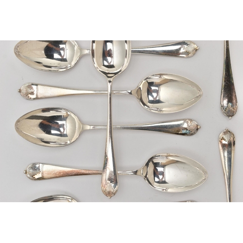 92 - A SET OF TWELVE GEORGE V SILVER TEASPOONS, Queen Anne pattern teaspoons, hallmarked 'J Thompson & So... 