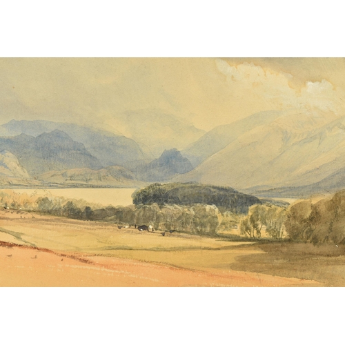 319 - THOMAS MILES RICHARDSON II (1813-1890) DERWENT WATER, CUMBRIA', a landscape with a lake and hills to... 