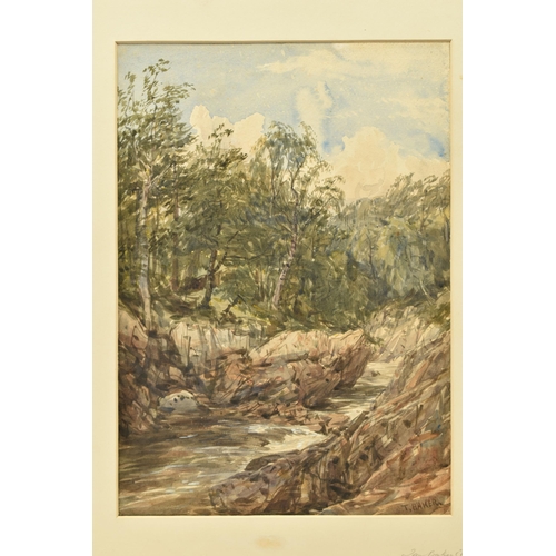 324 - THOMAS BAKER OF LEAMINGTON (1809-1869) A RIVER LANDSCAPE, the rocky banks lined with trees, signed b... 