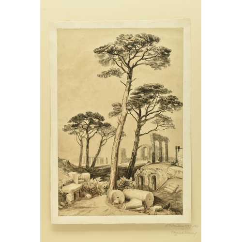 330 - CIRCLE OF JAMES DUFFIELD HARDING (1797-1863) A CONTINENTAL CLASSICAL LANDSCAPE, depicting trees and ... 