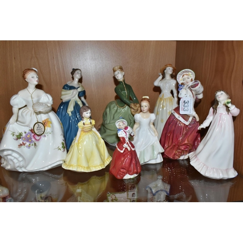 333 - EIGHT ROYAL DOULTON LADY FIGURES AND A ROYAL WORCESTER LADY, comprising 'Susannah' HN4221, 'Grace' H... 