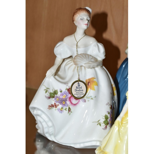 333 - EIGHT ROYAL DOULTON LADY FIGURES AND A ROYAL WORCESTER LADY, comprising 'Susannah' HN4221, 'Grace' H... 