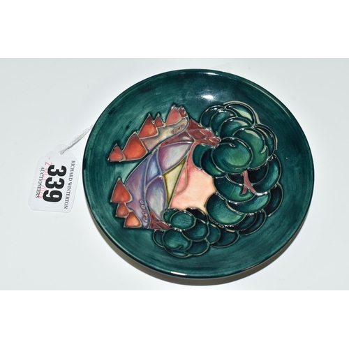 339 - A MOORCROFT POTTERY MAMOURA PATTERN PIN DISH, impressed marks, diameter 11.8cm (Condition Report: go... 