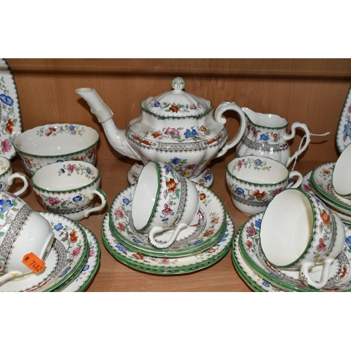 344 - A COPELAND SPODE 'CHINESE ROSE' PATTERN TEA SERVICE, comprising tea pot on stand, milk jug, sugar bo... 