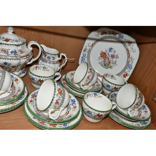 344 - A COPELAND SPODE 'CHINESE ROSE' PATTERN TEA SERVICE, comprising tea pot on stand, milk jug, sugar bo... 