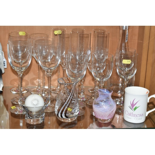 348 - A SUITE OF BOXED CAITHNESS 'DIANE' DRINKING GLASSES AND OTHER BOXED AND LOOSE CAITHNESS GLASSWARE, E... 