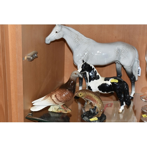 349 - FOUR BESWICK ANIMALS, comprising a large Racehorse, model no.1564, grey gloss (one ear tip is broken... 