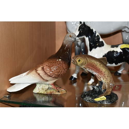 349 - FOUR BESWICK ANIMALS, comprising a large Racehorse, model no.1564, grey gloss (one ear tip is broken... 