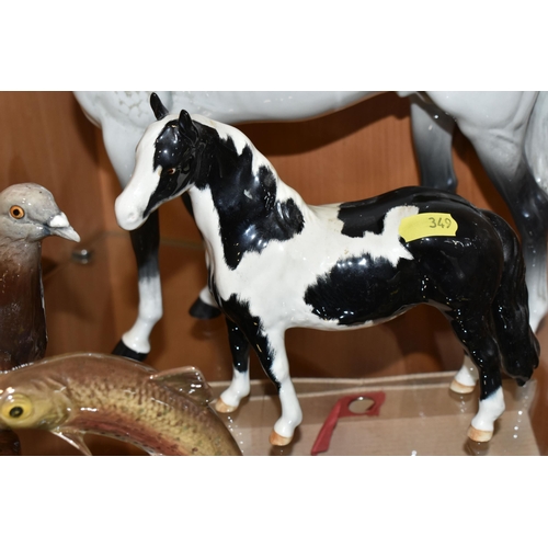 349 - FOUR BESWICK ANIMALS, comprising a large Racehorse, model no.1564, grey gloss (one ear tip is broken... 