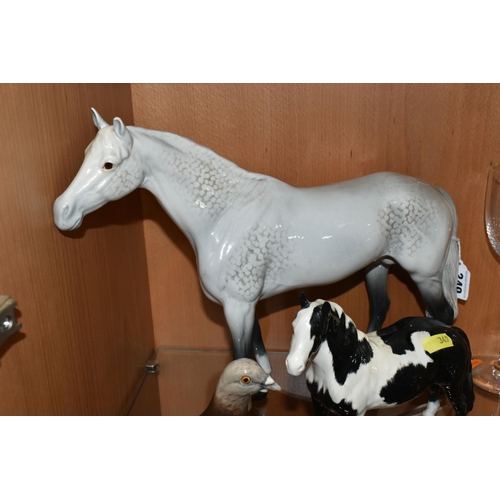 349 - FOUR BESWICK ANIMALS, comprising a large Racehorse, model no.1564, grey gloss (one ear tip is broken... 