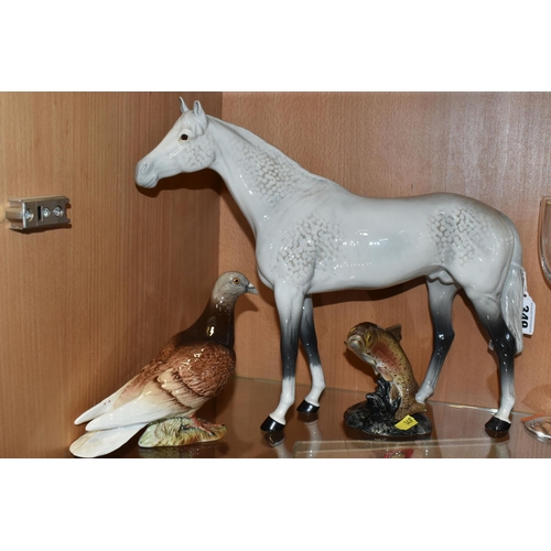 349 - FOUR BESWICK ANIMALS, comprising a large Racehorse, model no.1564, grey gloss (one ear tip is broken... 