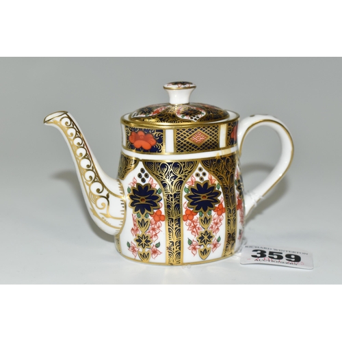 359 - A ROYAL CROWN DERBY IMARI MINIATURE TEA POT AND COVER, in the 1128 pattern, printed and painted mark... 