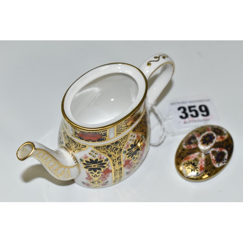 359 - A ROYAL CROWN DERBY IMARI MINIATURE TEA POT AND COVER, in the 1128 pattern, printed and painted mark... 