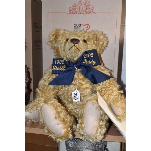 383 - A BOXED LIMITED EDITION STEIFF CENTENARY REPLICA GROWLING BEAR, blonde curly mohair cream coloured f... 