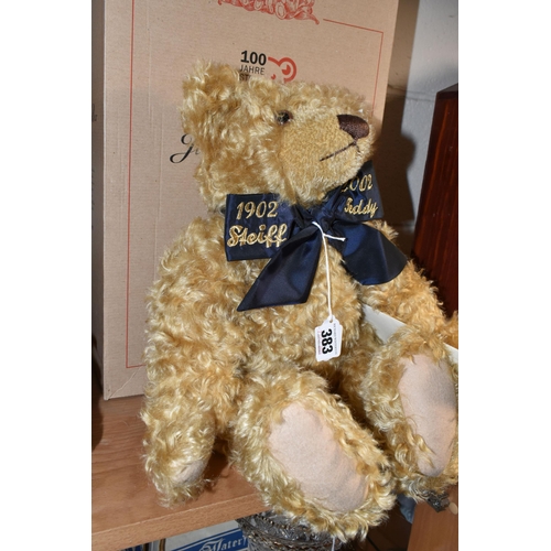 383 - A BOXED LIMITED EDITION STEIFF CENTENARY REPLICA GROWLING BEAR, blonde curly mohair cream coloured f... 