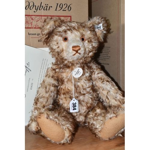 384 - A BOXED STEIFF REPLICA BEAR, Teddy Bear 1926, brown tipped fur, limited edition 02903/5000, white ea... 