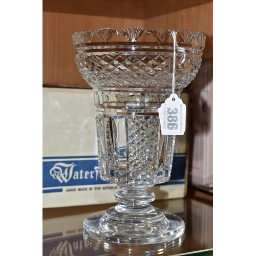 386 - A BOXED WATERFORD CRYSTAL 'HIBERNIAN' PATTERN  VASE, 61423-ND 227, height 21.5cm (1) (Condition Repo... 