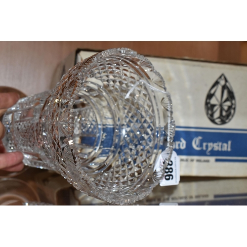 386 - A BOXED WATERFORD CRYSTAL 'HIBERNIAN' PATTERN  VASE, 61423-ND 227, height 21.5cm (1) (Condition Repo... 