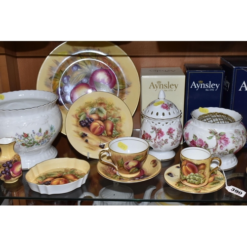 390 - FOURTEEN PIECES OF AYNSLEY BONE CHINA, four pieces boxed, comprising in Orchard Gold pattern: a coff... 