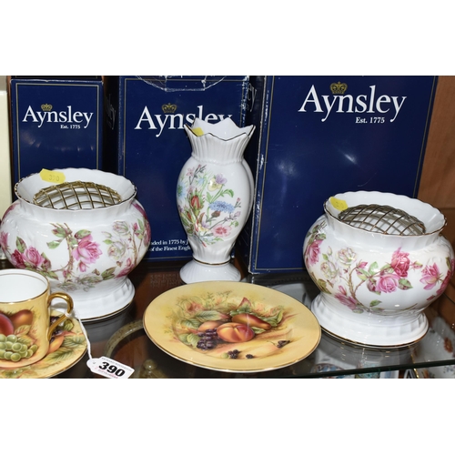 390 - FOURTEEN PIECES OF AYNSLEY BONE CHINA, four pieces boxed, comprising in Orchard Gold pattern: a coff... 