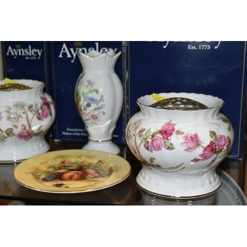 390 - FOURTEEN PIECES OF AYNSLEY BONE CHINA, four pieces boxed, comprising in Orchard Gold pattern: a coff... 