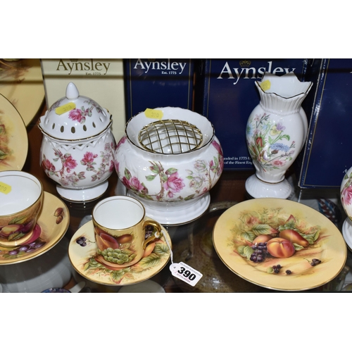 390 - FOURTEEN PIECES OF AYNSLEY BONE CHINA, four pieces boxed, comprising in Orchard Gold pattern: a coff... 