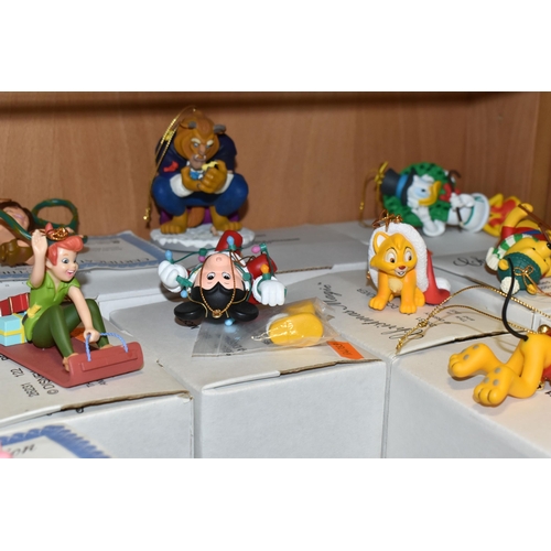 396 - A GROUP OF TWENTY BOXED DISNEY CHARACTER 'CHRISTMAS MAGIC' TREE DECORATIONS, Simba, Scrooge, Winnie ... 